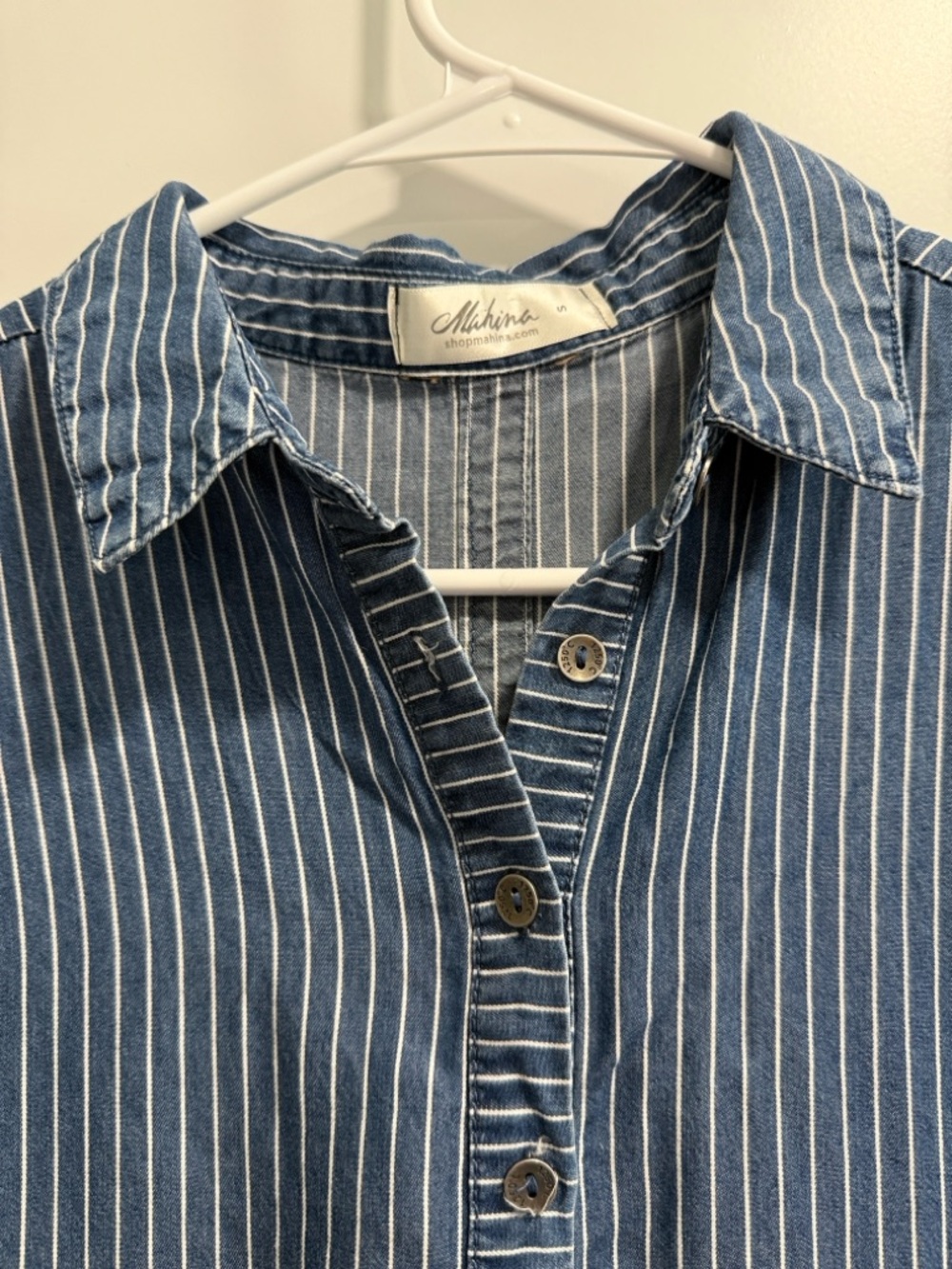 Madewell Blue Striped Shirt Dress with pockets , small - Picture 2 of 8